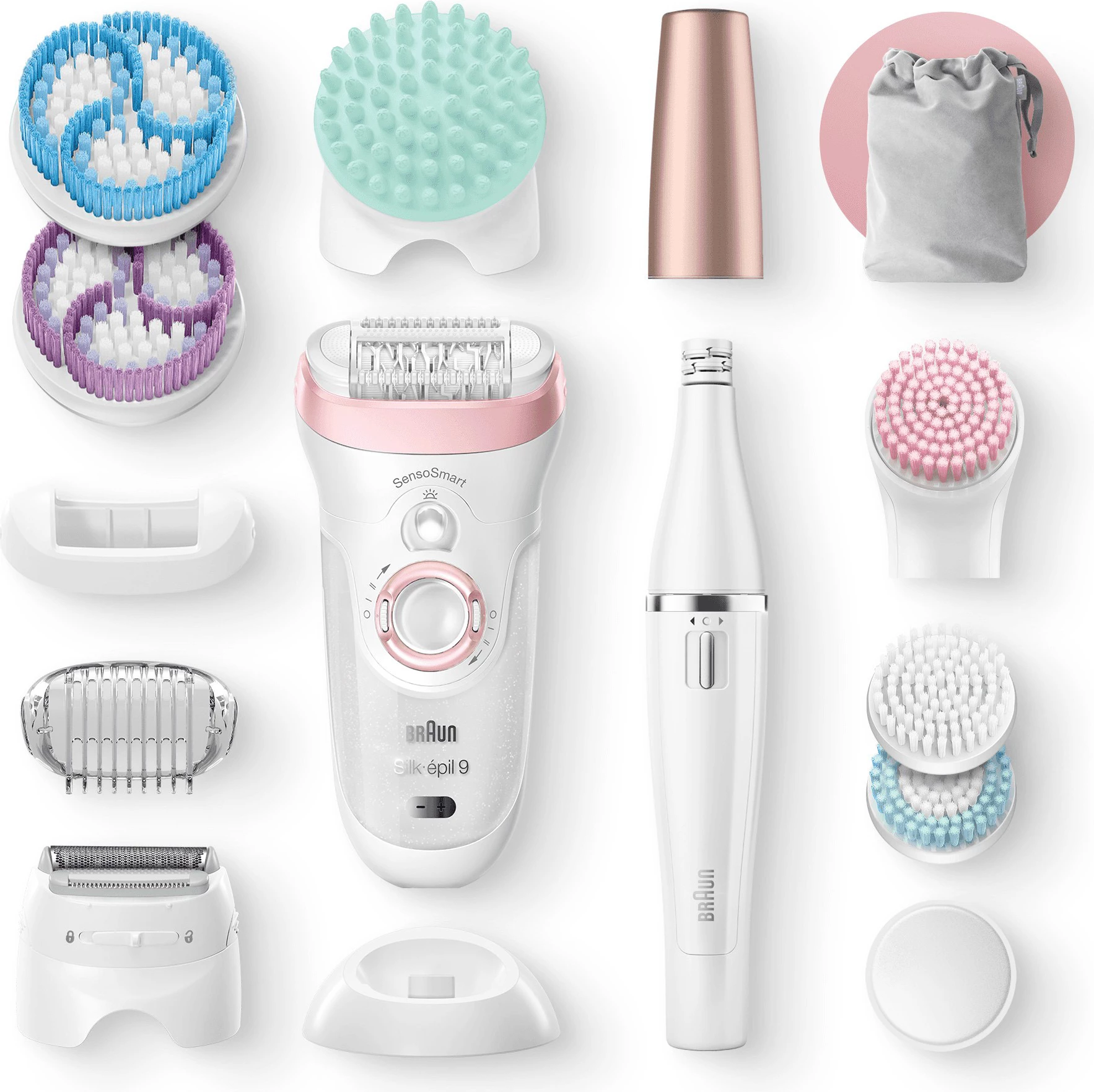 Set bukurie epilator Braun Silk-épil 9-995 9-në-1, FaceSpa, pa kabllo 50 min, Wet & Dry, me aksesorë set