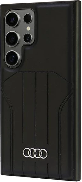 Mbështjellës Audi MagSafe për Samsung Galaxy S24 Ultra, lëkurë sintetike, i zi