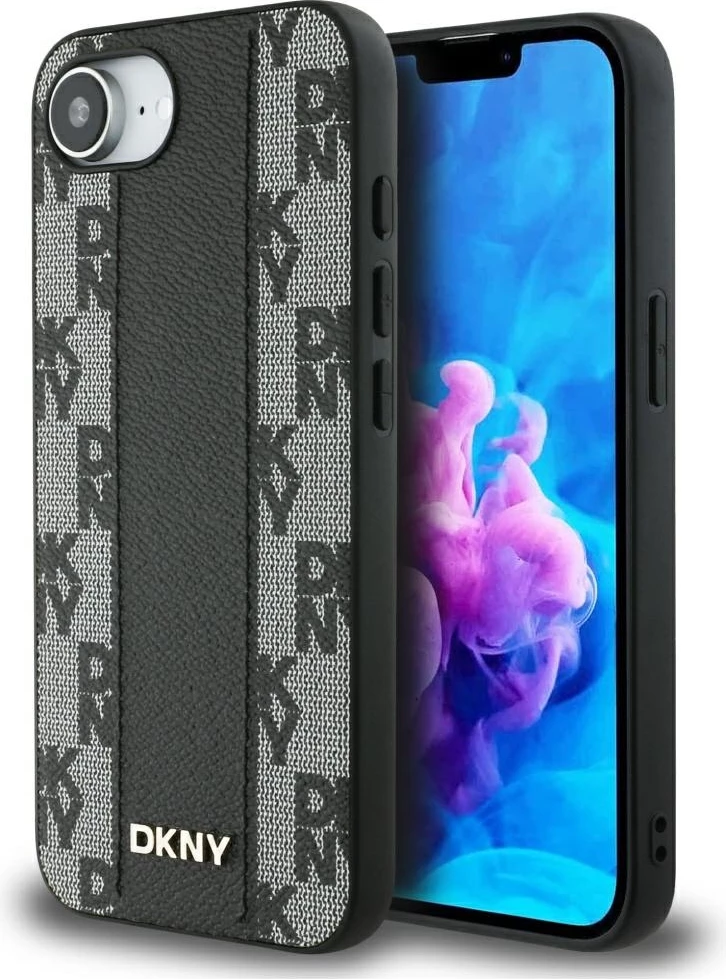 Mbështjellës DKNY për iPhone 16e, lëkurë ekologjike, MagSafe, i zi