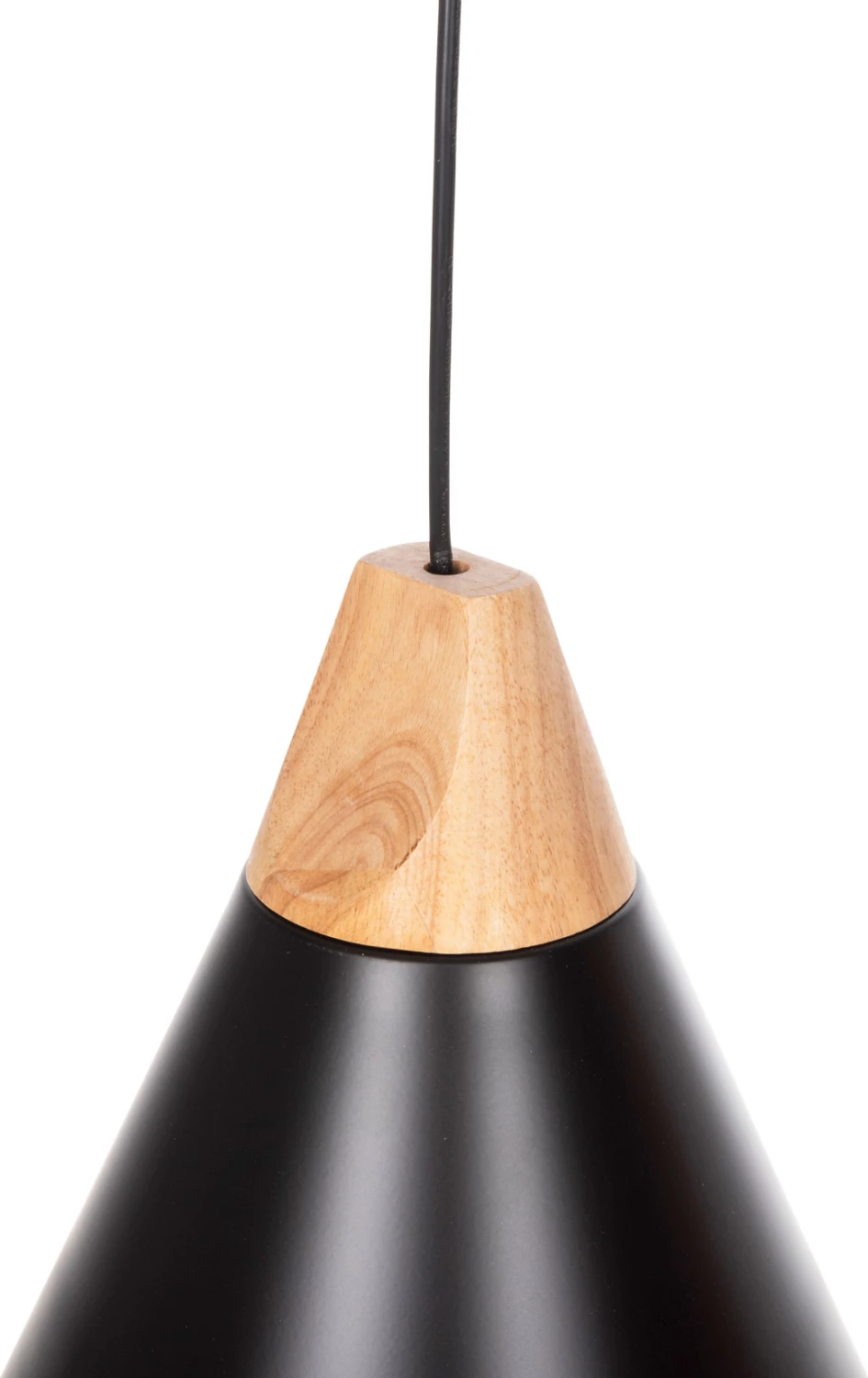 Llambë varëse tavani, kapak metali i zi, detaj druri, FH4148, Φ22x115H cm