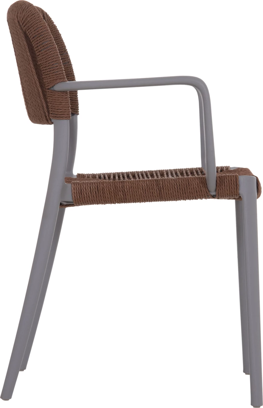 Karrige për jashtë STRIDER, polipropilen gri, litar kafe, 57x53x80cm, set prej 5 copësh