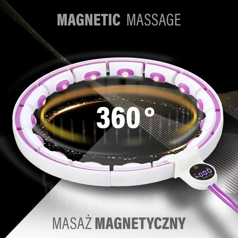 Hula hop me magnete dhe peshë HMS HHM17, i bardhë/vjollcë me numërues