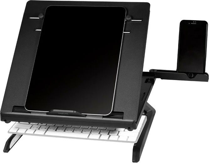Mbajtës laptopi LogiLink AA0133 me mbajtës për smartphone, i zi