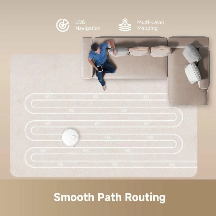 robot fshesë me korrent DREAME D20 Plus, 13,000Pa, auto-zbrazje 5L, fshesë + mop, Wi‑Fi/voice, e bardhë