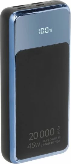 Powerbank Rivacase VA1075 20000mAh 45W QC3.0/PD me LCD, e zezë