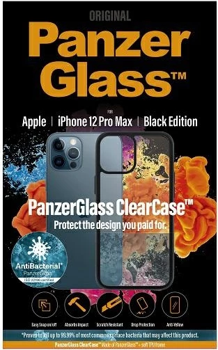 Mbështjellës PanzerGlass ClearCase për iPhone 12 Pro Max, transparent dhe zi