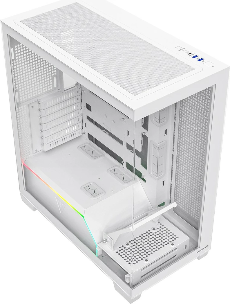 Kasë MODECOM VOLCANO STELLAR PLUS AT-STELLAR-PLUS-NF-0000-20 Midi Tower ATX ARGB Tempered Glass USB-C e bardhë