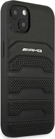 Mbështjellës AMG Mercedes për iPhone 14 Plus 6.7", lëkurë, i zi