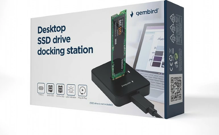 Stacion dokimi për SSD M.2 Gembird DD-U3M2, USB-C, i zi