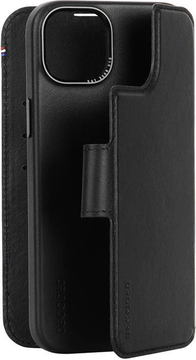 Mbështjellës Decoded Detachable Wallet për iPhone 15 Plus, me MagSafe, Lëkurë, Zi