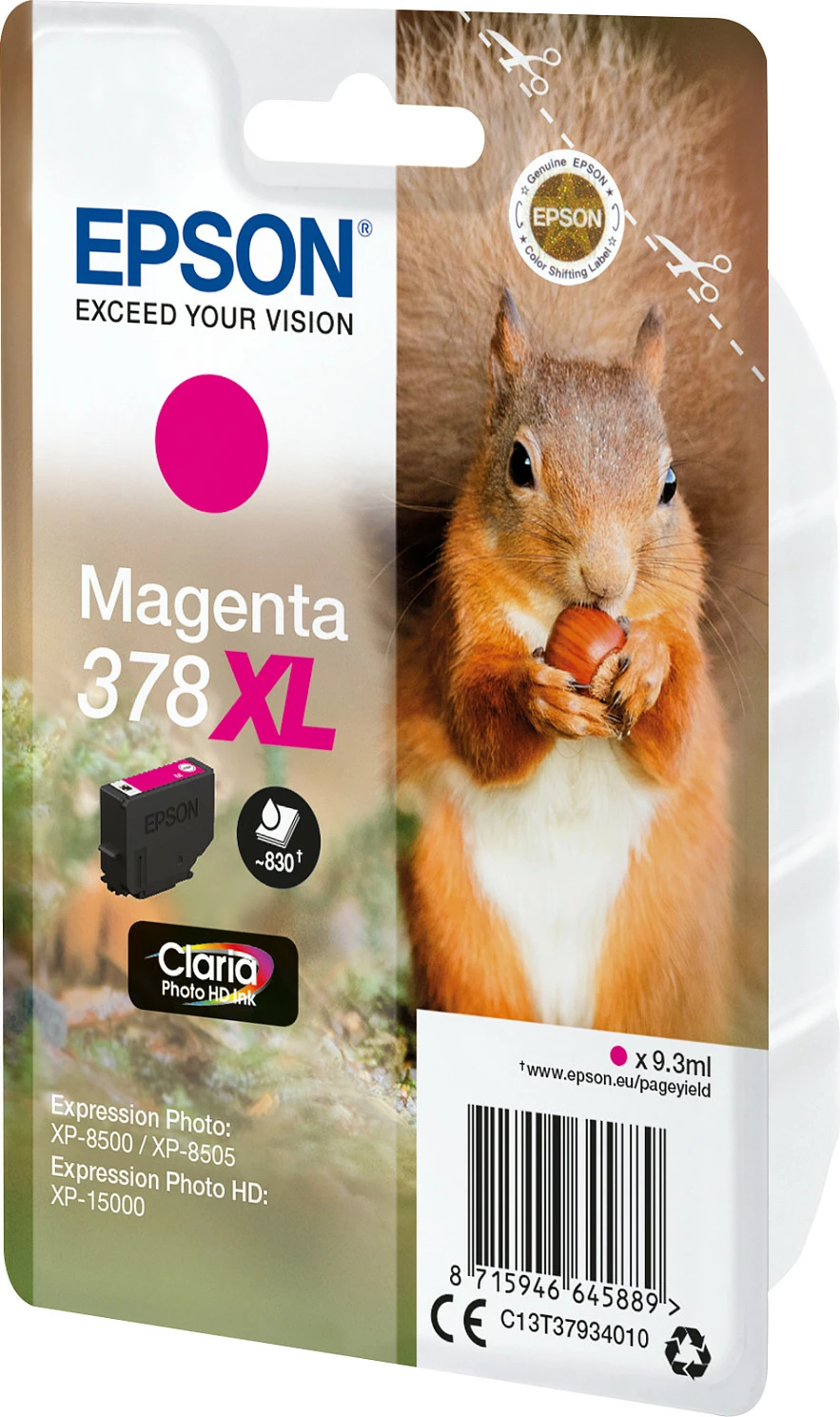 Toner Epson Squirrel 378XL Claria Photo HD, Magenta, XL, 9.3ml