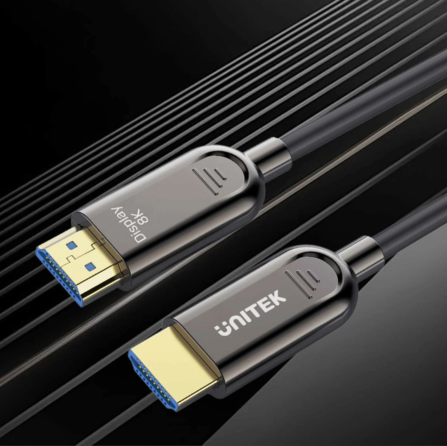 Kabëll HDMI optik Unitek 2.1 AOC 8K 120Hz 80m, zi-argjendtë