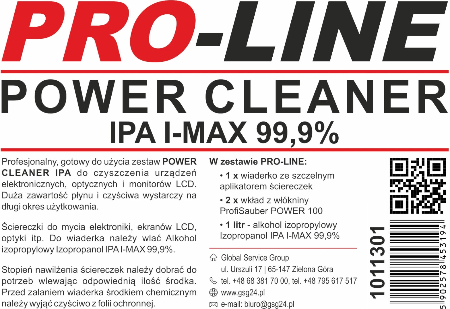 Set për pastrim elektronikash Pro-Line POWER CLEANER IPA, 1L, me leckë dhe kovë