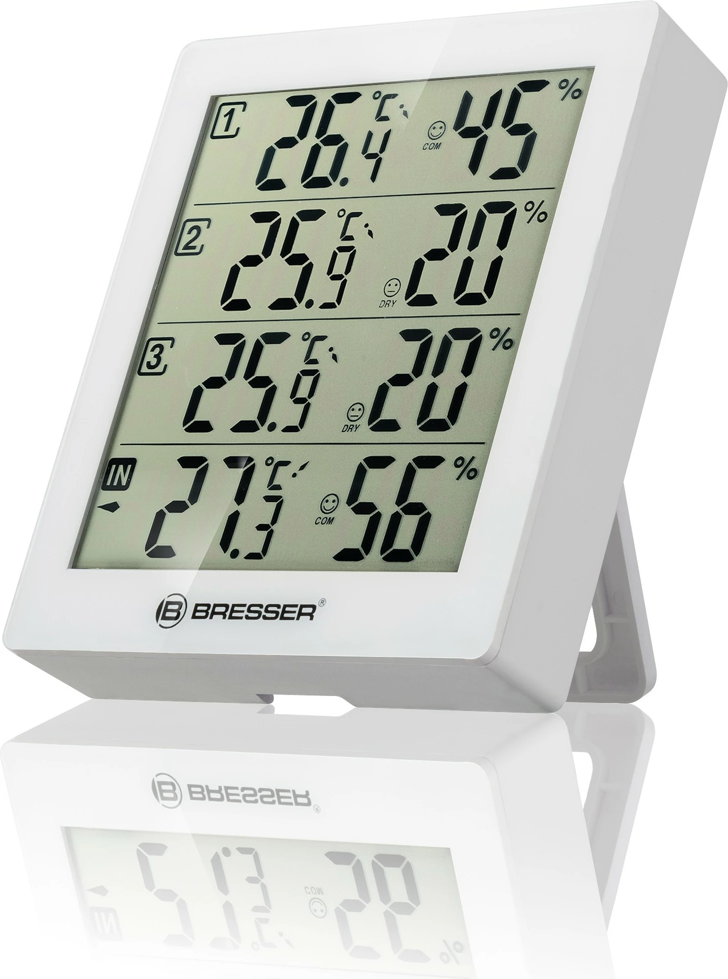 Termometër dhe higrometër Bresser Temeo Hygro Quadro i bardhë