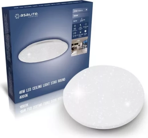 Llambë tavani LED Asalite Laura 48W 3000K 4320 lm efekt yjesh/glitter, e bardhë, 1 copë