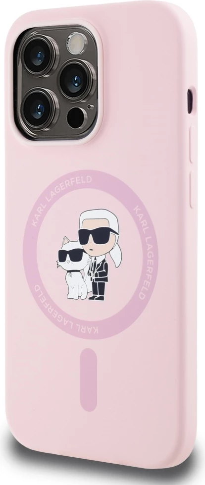 Mbështjellës Karl Lagerfeld Silicone Karl&Choupette MagSafe për iPhone 14 Pro Max, Rozë
