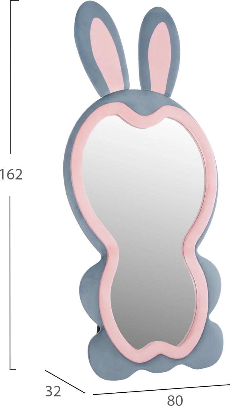 Pasqyrë për fëmijë në formë lepuri, MDF, ngjyrë rozë dhe kaltër, FH4489.02, 80x162H cm