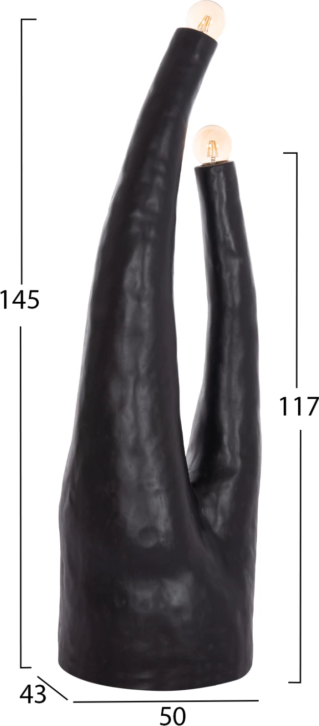 Llambë dyshemeje dekorative TUSKEN, fibër-cement, e zezë, FH4702.01, 50x43x145cm