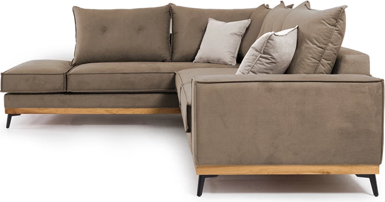 Kënd divani Luxury II këndi djathtë, pëlhurë mocha-krem, 290x235x95cm