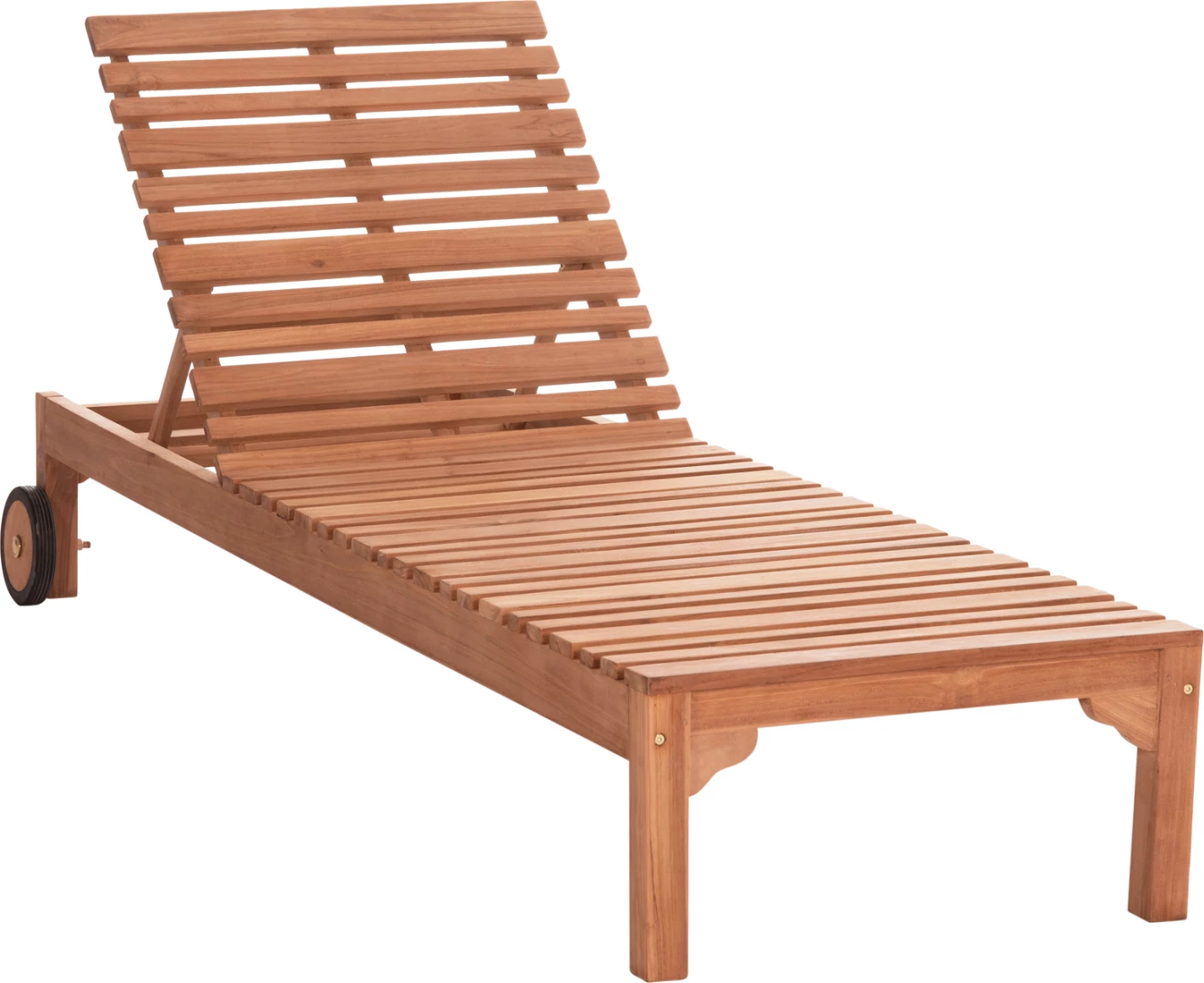 Shezlong me rrota STELLANO, dru tik natyral, 200x65x31cm
