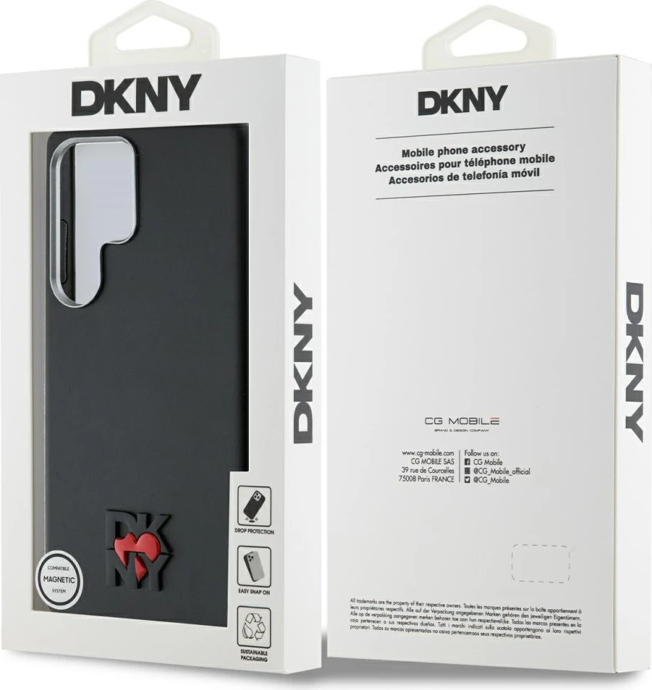 Mbështjellës DKNY Leather Heart of NY për Samsung Galaxy S25 Ultra, i zi