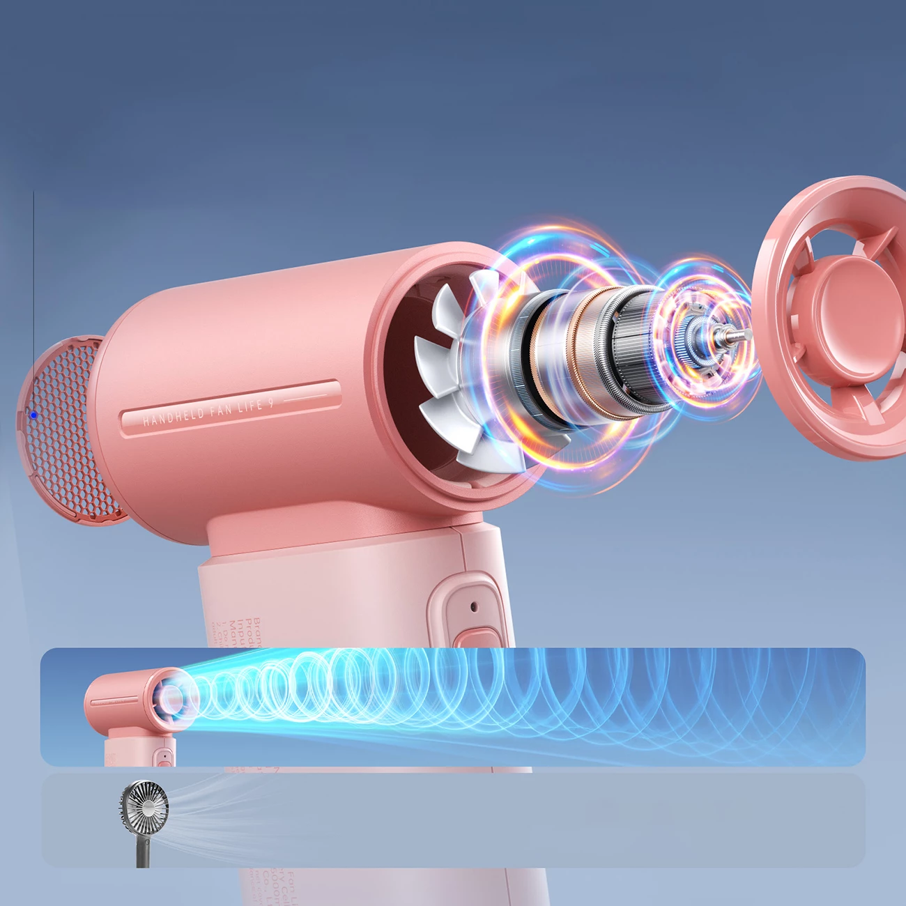 Ventilator dore Jisulife Life9, 5000mAh, USB-C, Rozë