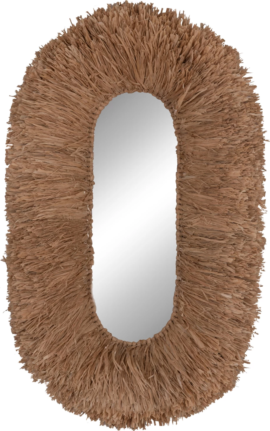 Pasqyrë muri ovale, kornizë fibra sisali, ngjyrë natyrale, FH4711, 95x60x15cm