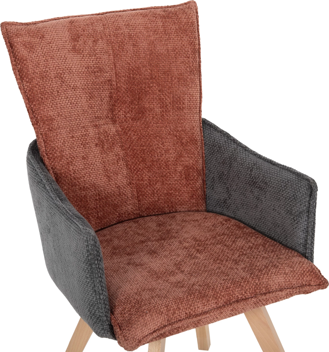 Karrige ngrënieje me krahë REX FH9847.06, ngjyrë e kuqe tullë-gri, këmbë druri ahu, 53x60x93H cm., set prej 2 copë