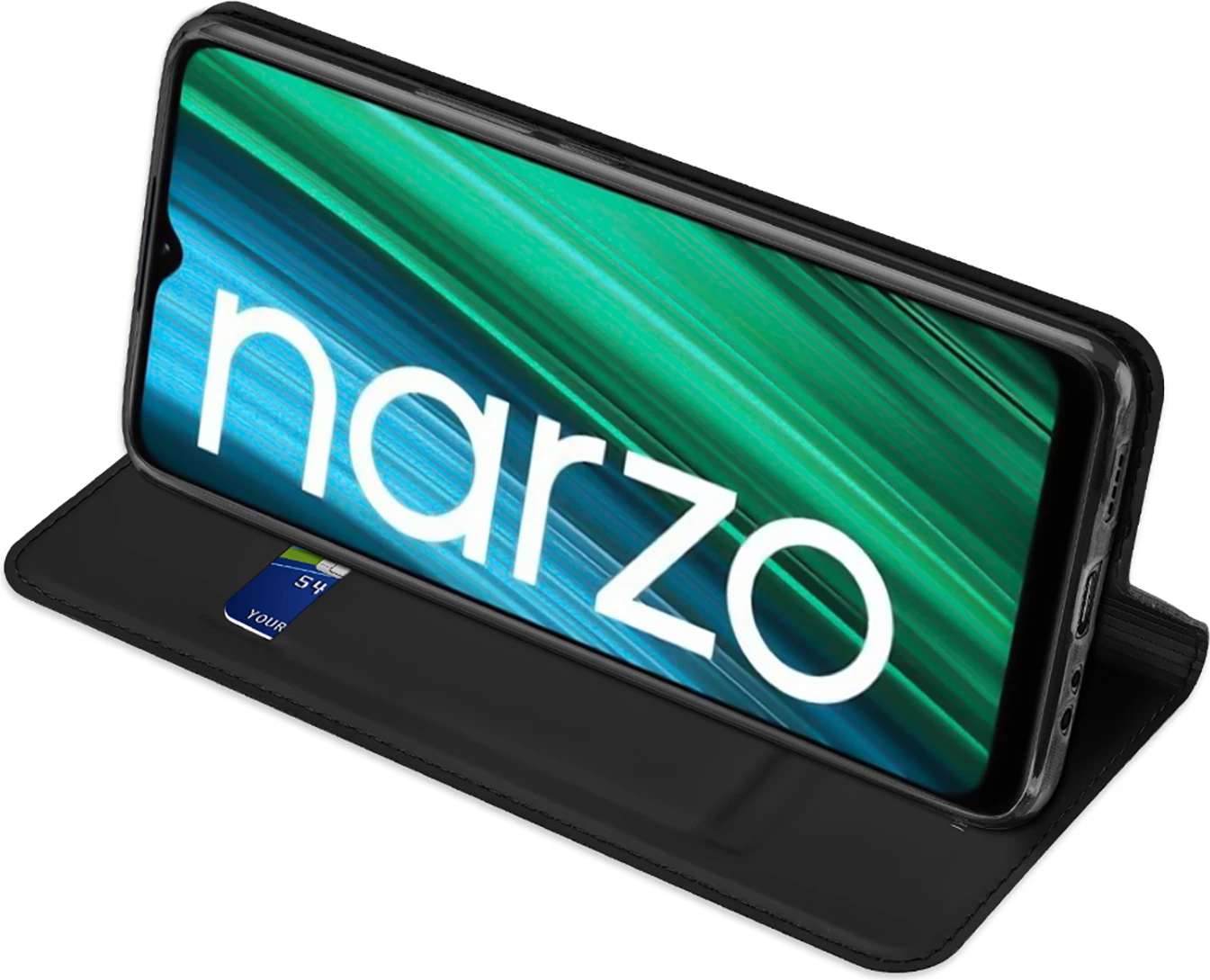 Mbështjellës Dux Ducis Skin Pro për Realme Narzo 50A, me kapak, i zi