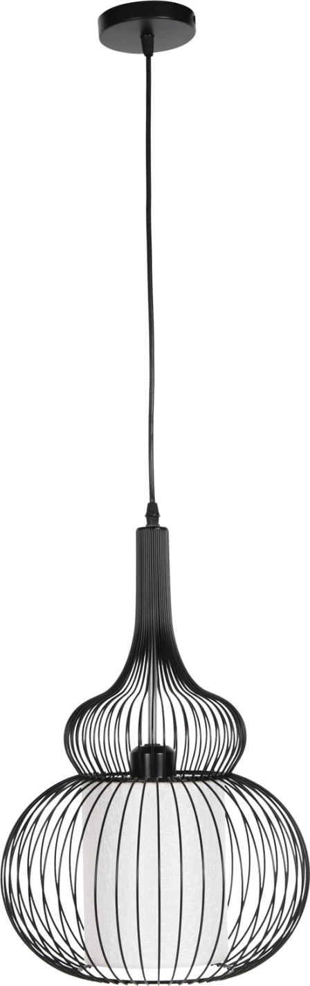 Llambë varëse tavani FH4185, metal i zi, pëlhurë e bardhë, Φ30x115H cm