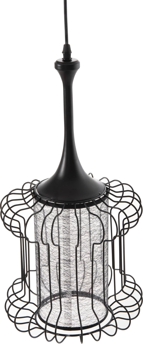 Llampë varëse tavani, FH4087, metal i zi - pëlhurë e bardhë, Φ24x130H cm