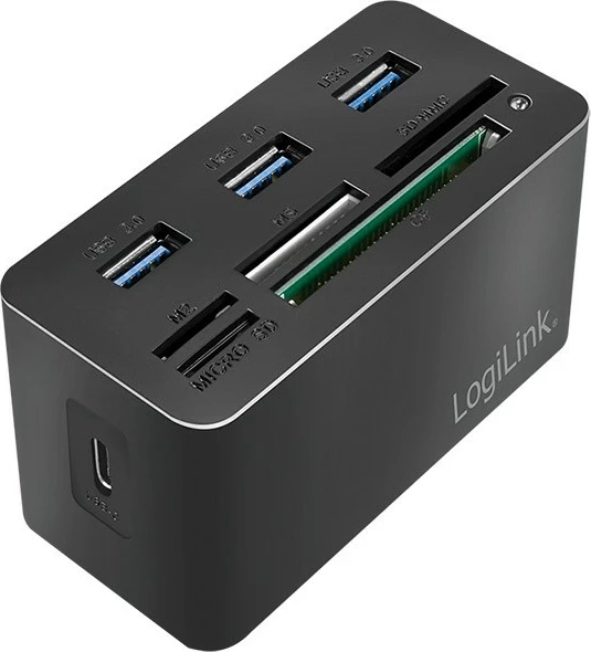 Stacion docking LogiLink CR0046, 8 porta USB 3.2, lexues kartelash, e zezë