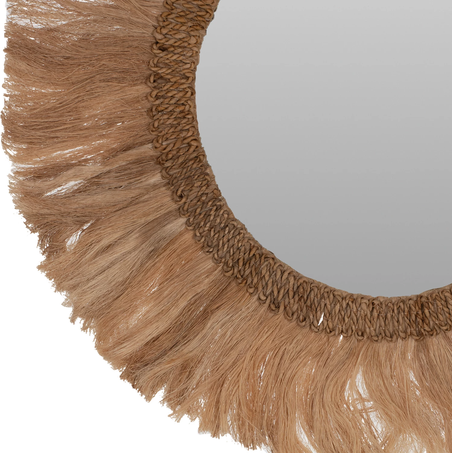 Pasqyrë rrethore me kornizë abaka, ngjyrë natyrale, 90x4.5x90cm, FH7730