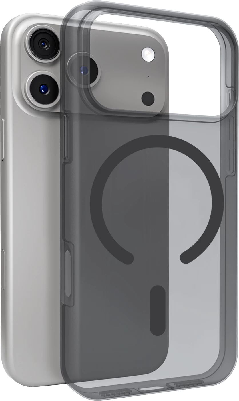 Mbështjellës, Puro, Daylight, për iPhone 17 Pro, MagSafe, silikon + polikarbonat, i zi gjysmëtransparent