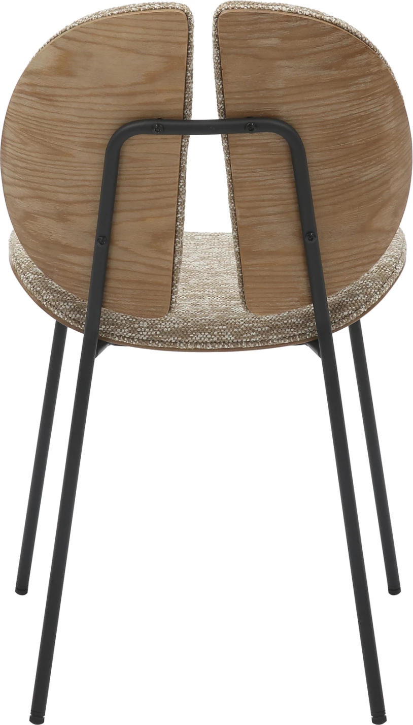 Karrige për ngrënie LUNGS FH9982.01, kornizë metalike e zezë, pëlhurë bezhë, 49x53.5x80H cm, set prej 2 copësh