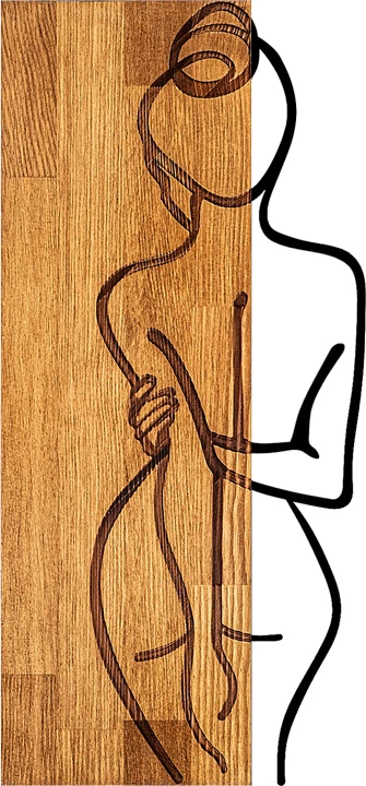 Dekor muri Kelesipo, dru pishe natyrale, metal i zi, 27x3x58cm