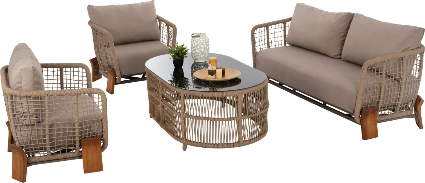 Set për jashtë OXFORD 4 copë IROKO litar xham i temperuar FH5884.01