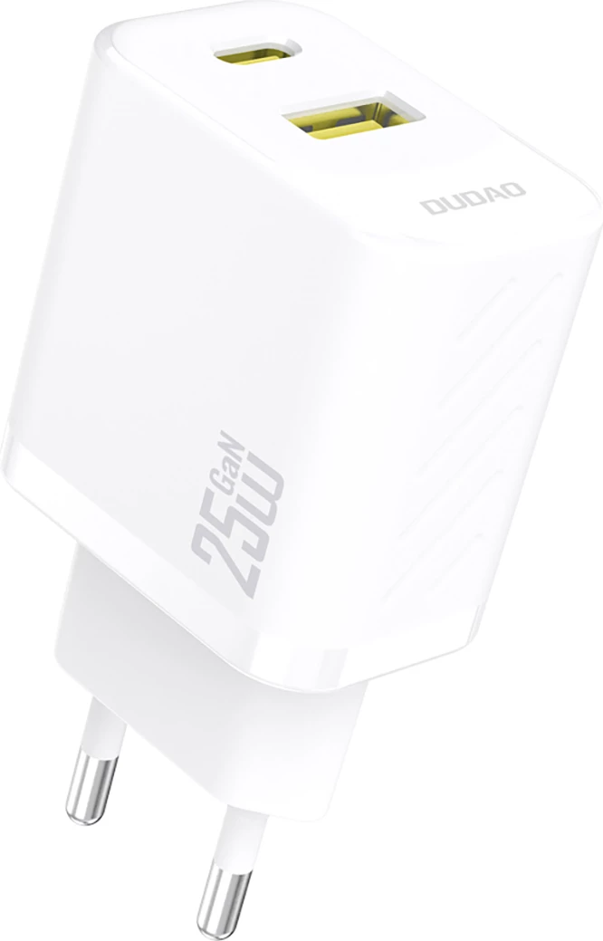 Karikues muri Dudao A26T, GaN, 25W, 2 porta USB-C/USB-A, i bardhë