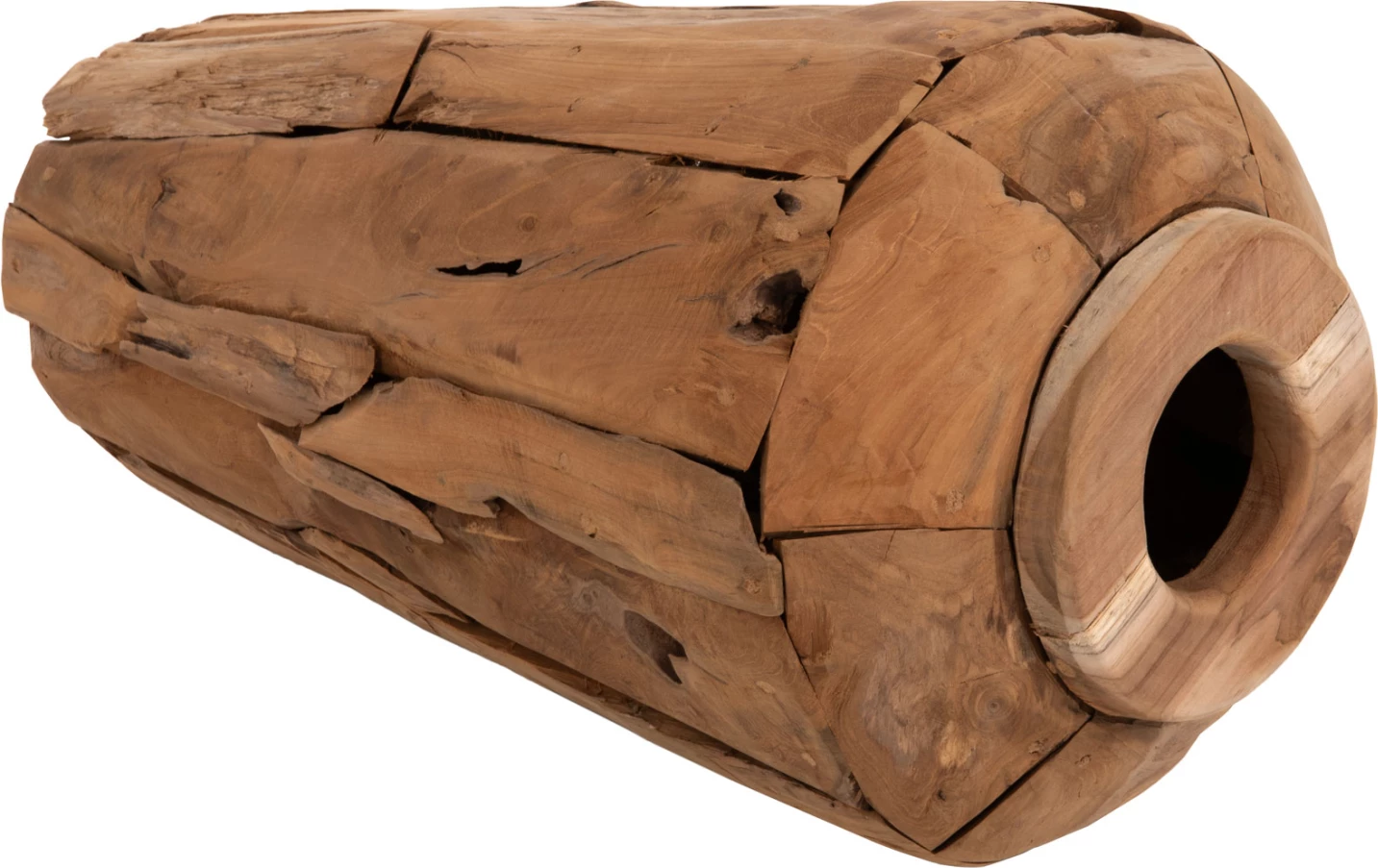 Vazo dekorative ZENIA FH7919 copa të ricikluara druri tik ngjyrë natyrale Φ30x60Hcm