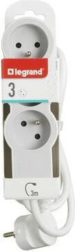Zgjatues Legrand 3x2P+Z, 3m, i bardhë/gri
