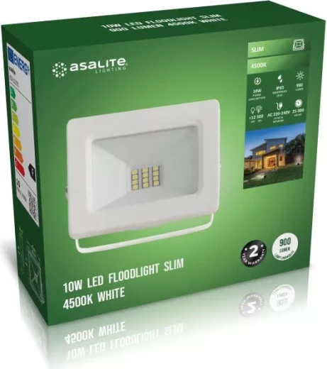 Reflektor LED Asalite Slim 10W 4500K 900 lm IP65, i bardhë