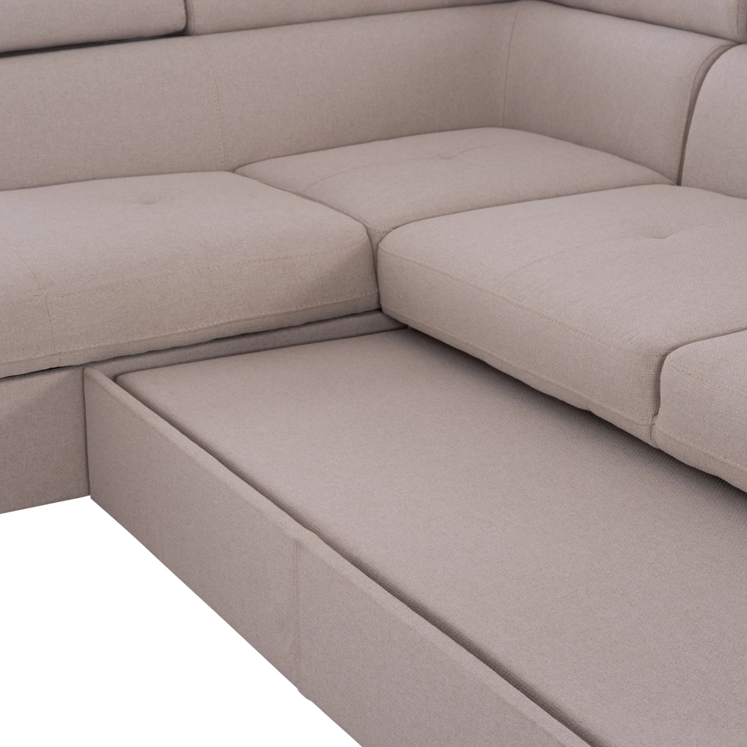 Kënd-sofë me hapësirë për depo, Encore FH3301.03L, material bezhë, 285x205x90cm