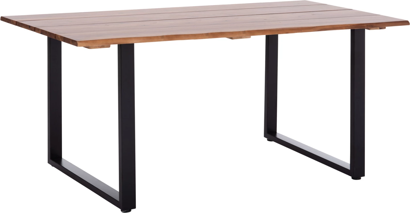 Tavolinë ngrënieje për jashtë, dru akacie, këmbë metalike, 160x80x76cm