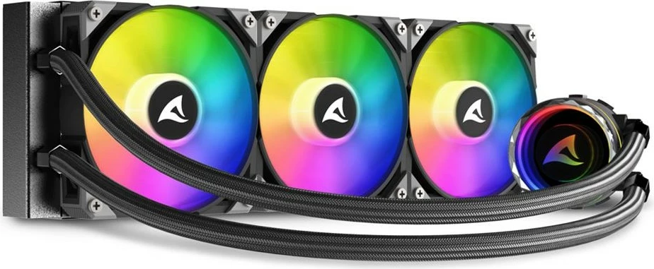 Ftohës uji all-in-one Sharkoon S90 RGB, 3x12cm, për procesor, RGB, i zi