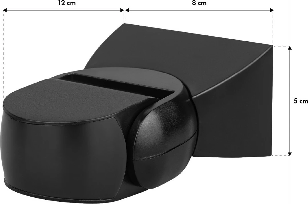 Sensor lëvizjeje PIR, Maclean, MCE201 B/B, 12 m 180° IP65 220-240V AC, e zezë