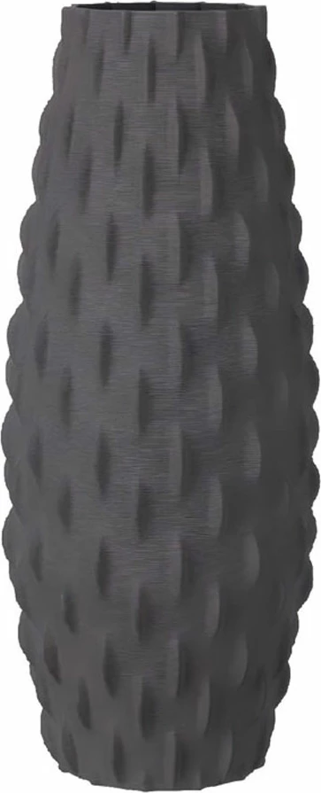 Vazo dekorative VESSE, qeramikë, ngjyrë gri e errët, 17x17x41cm