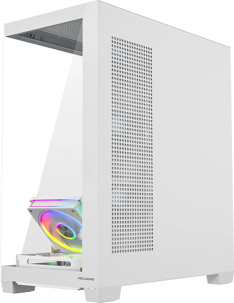 Kasë MODECOM Volcano Stellar Plus 5F AT-STELLAR-PLUS-5F-ARGB-20, Midi Tower ATX/mATX/ITX, 5x120mm ARGB me kontrollues, USB-C, xham i temperuar, e bardhë