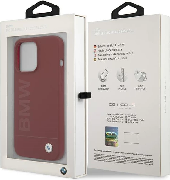 Mbështjellës BMW Silicone Big Logo MagSafe për iPhone 15 Pro, i kuq