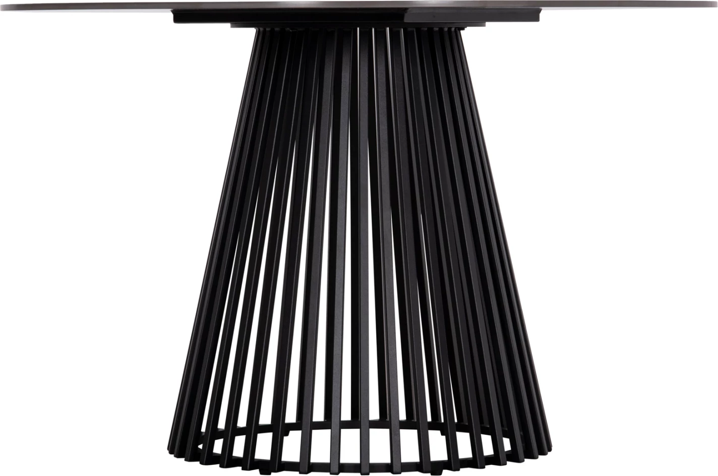 Tavolinë e rrumbullakët ngrënieje MEMNON, sipërfaqe qeramike, bazë metalike e zezë, Φ120x76cm