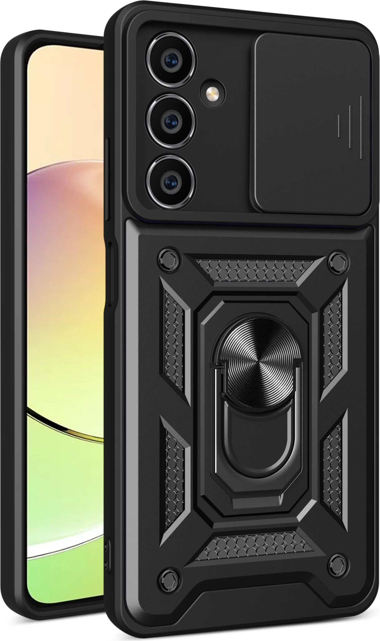 Mbështjellës Hurtel Hybrid Armor Camshield për Samsung M54, me mbulesë kamere, i zi